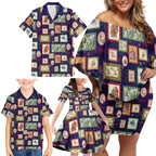 Aussie Birds Christmas La La Land Family Matching Off Shoulder Short Dress and Hawaiian Shirt Navy Blue Vintage Stamp Edition - Aussie Hoodie