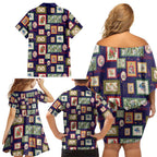 Aussie Birds Christmas La La Land Family Matching Off Shoulder Short Dress and Hawaiian Shirt Navy Blue Vintage Stamp Edition - Aussie Hoodie
