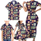 Aussie Birds Christmas La La Land Family Matching Short Sleeve Bodycon Dress and Hawaiian Shirt Navy Blue Vintage Stamp Edition - Aussie Hoodie