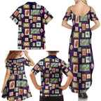 Aussie Birds Christmas La La Land Family Matching Summer Maxi Dress and Hawaiian Shirt Navy Blue Vintage Stamp Edition - Aussie Hoodie
