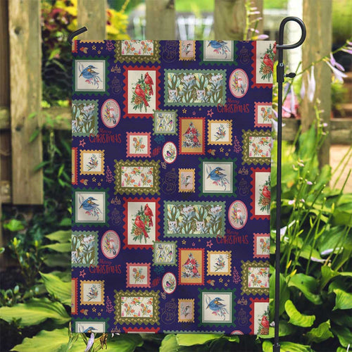 Aussie Birds Christmas La La Land Garden Flag Navy Blue Vintage Stamp Edition - Aussie Hoodie