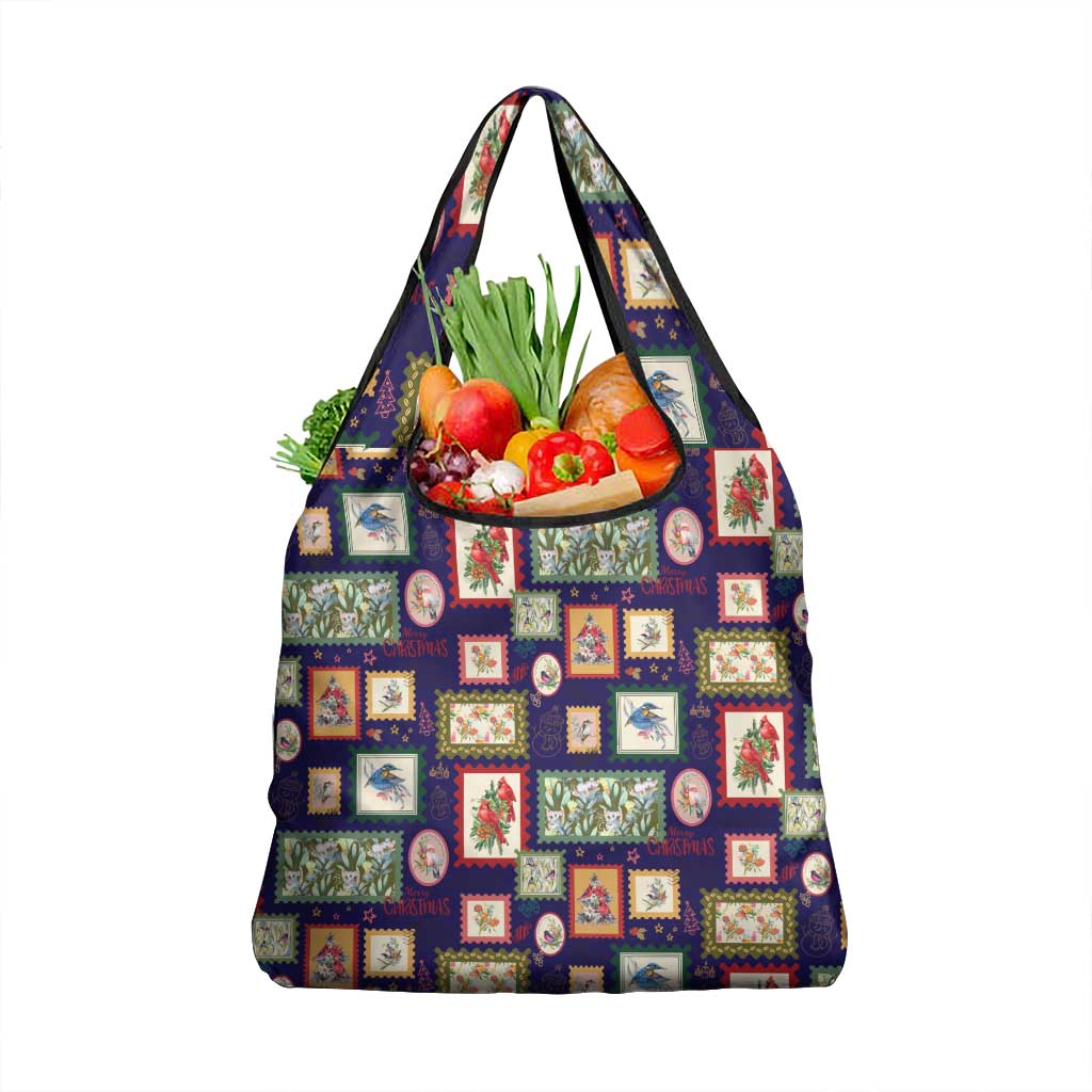Aussie Birds Christmas La La Land Grocery Bag Navy Blue Vintage Stamp Edition - Aussie Hoodie