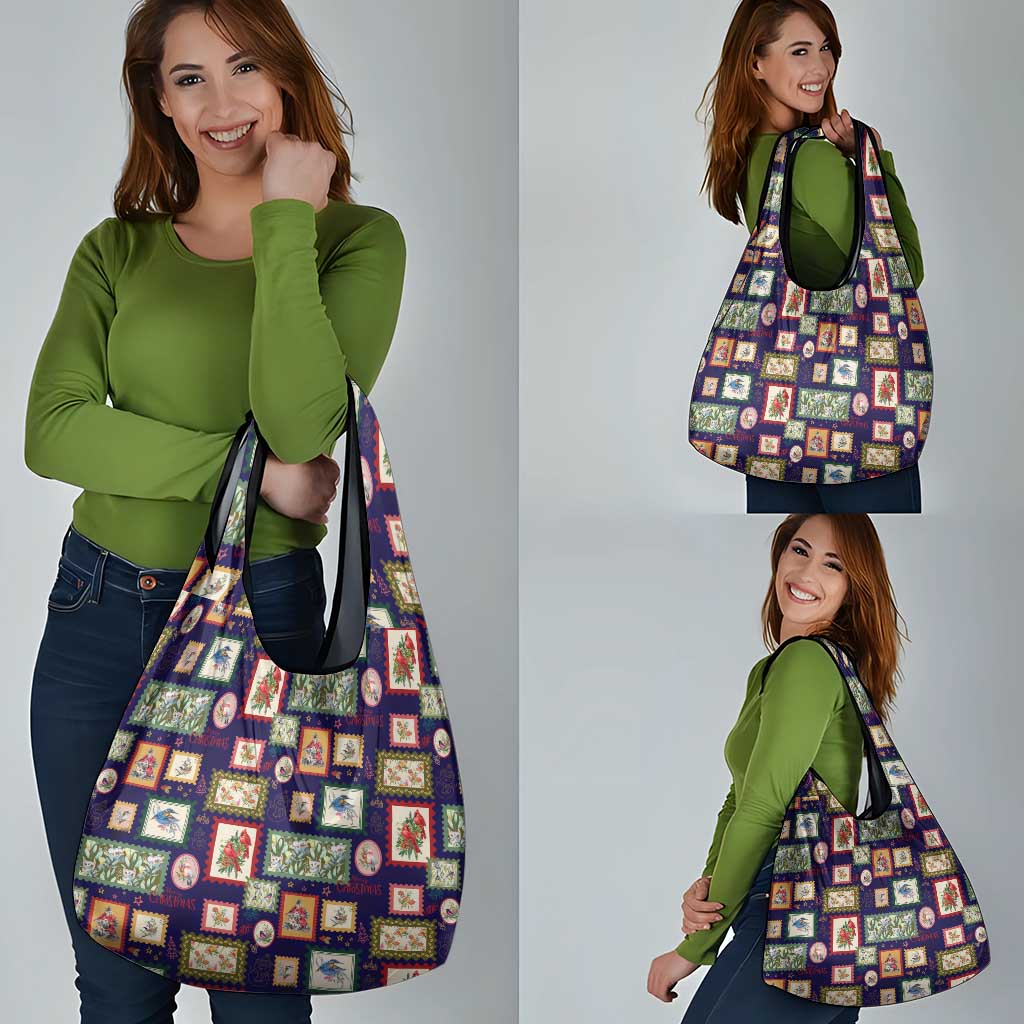 Aussie Birds Christmas La La Land Grocery Bag Navy Blue Vintage Stamp Edition - Aussie Hoodie