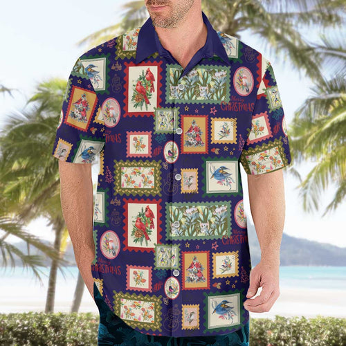 Aussie Birds Christmas La La Land Hawaiian Shirt Navy Blue Vintage Stamp Edition - Aussie Hoodie