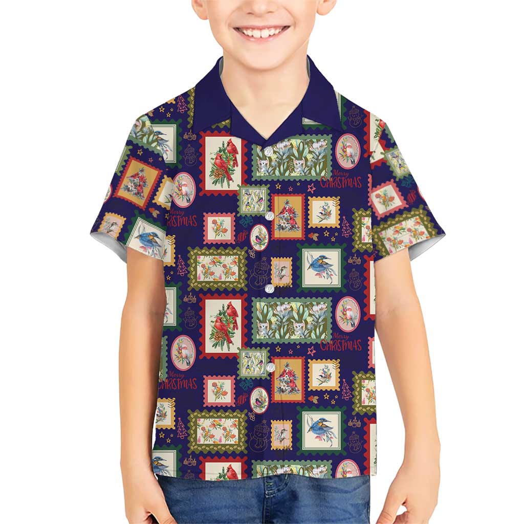 Aussie Birds Christmas La La Land Hawaiian Shirt Navy Blue Vintage Stamp Edition - Aussie Hoodie