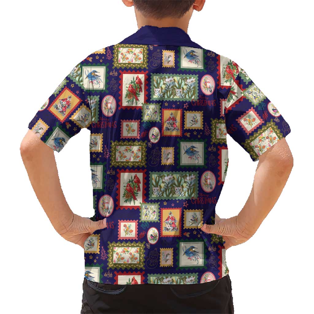 Aussie Birds Christmas La La Land Hawaiian Shirt Navy Blue Vintage Stamp Edition - Aussie Hoodie
