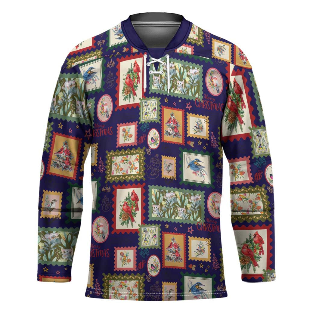Aussie Birds Christmas La La Land Hockey Jersey Navy Blue Vintage Stamp Edition - Aussie Hoodie