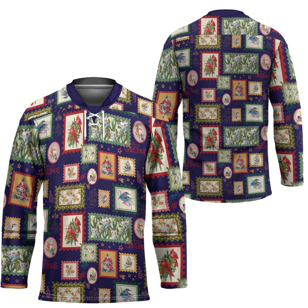 Aussie Birds Christmas La La Land Hockey Jersey Navy Blue Vintage Stamp Edition - Aussie Hoodie