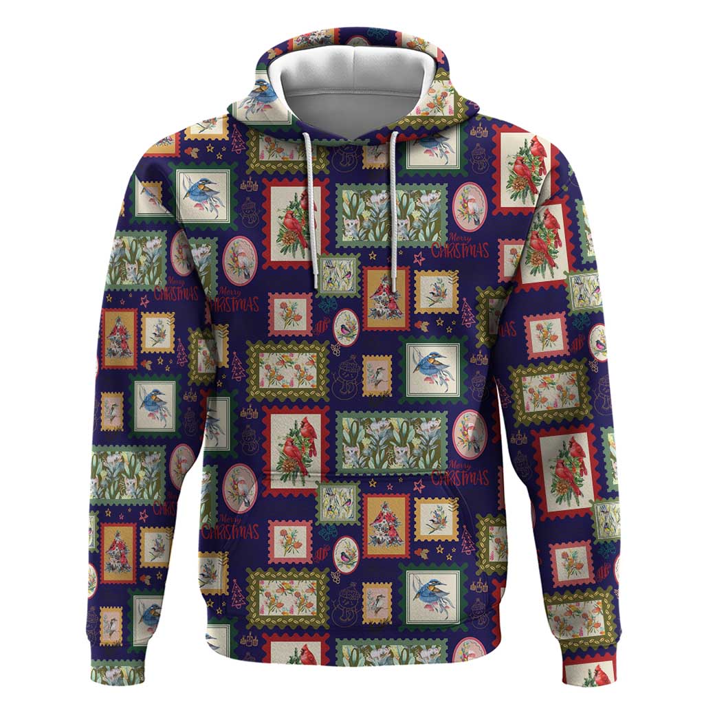 Aussie Birds Christmas La La Land Hoodie Navy Blue Vintage Stamp Edition - Aussie Hoodie
