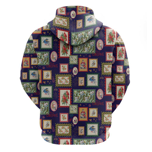 Aussie Birds Christmas La La Land Hoodie Navy Blue Vintage Stamp Edition - Aussie Hoodie