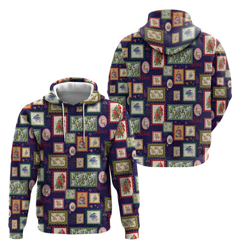 Aussie Birds Christmas La La Land Hoodie Navy Blue Vintage Stamp Edition - Aussie Hoodie