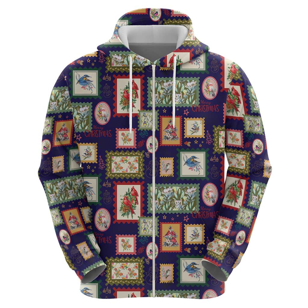 Aussie Birds Christmas La La Land Hoodie Navy Blue Vintage Stamp Edition - Aussie Hoodie