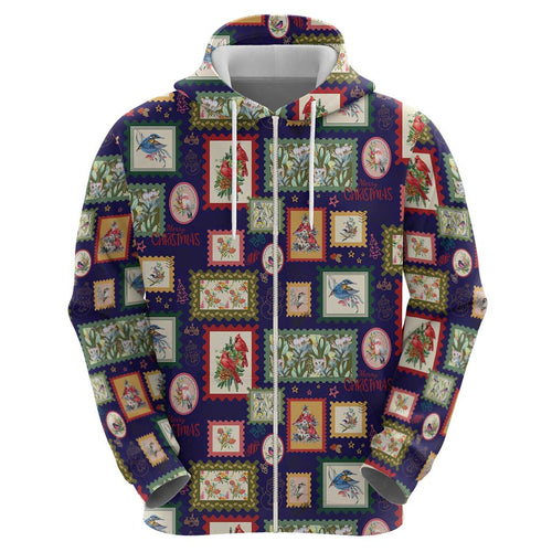 Aussie Birds Christmas La La Land Hoodie Navy Blue Vintage Stamp Edition - Aussie Hoodie