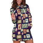 Aussie Birds Christmas La La Land Hoodie Dress Navy Blue Vintage Stamp Edition - Aussie Hoodie