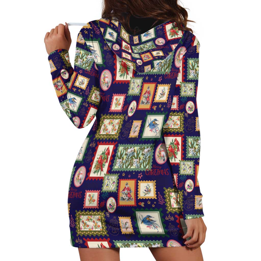 Aussie Birds Christmas La La Land Hoodie Dress Navy Blue Vintage Stamp Edition - Aussie Hoodie