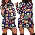Aussie Birds Christmas La La Land Hoodie Dress Navy Blue Vintage Stamp Edition - Aussie Hoodie