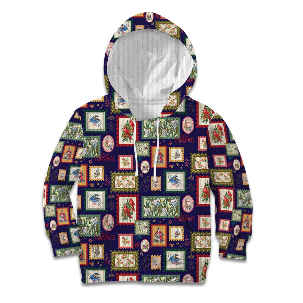 Aussie Birds Christmas La La Land Kid Hoodie Navy Blue Vintage Stamp Edition - Aussie Hoodie