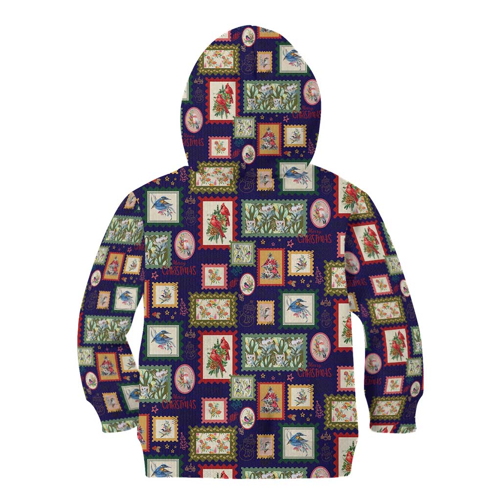 Aussie Birds Christmas La La Land Kid Hoodie Navy Blue Vintage Stamp Edition - Aussie Hoodie