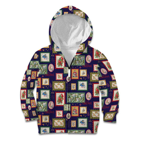 Aussie Birds Christmas La La Land Kid Hoodie Navy Blue Vintage Stamp Edition - Aussie Hoodie