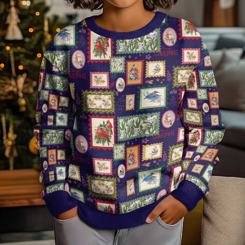 Aussie Birds Christmas La La Land Kid Ugly Christmas Sweater Navy Blue Vintage Stamp Edition - Aussie Hoodie