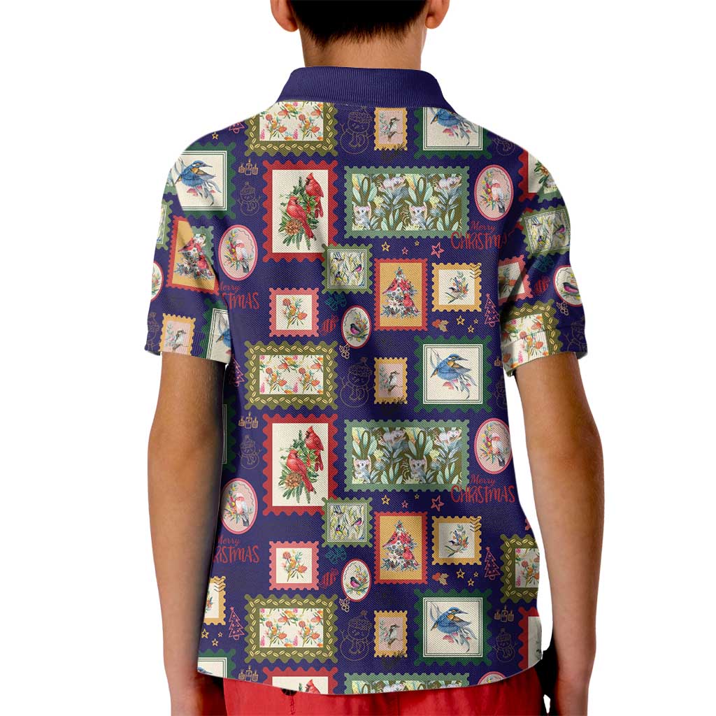 Aussie Birds Christmas La La Land Kid Polo Shirt Navy Blue Vintage Stamp Edition - Aussie Hoodie