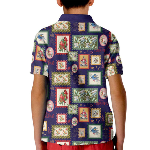 Aussie Birds Christmas La La Land Kid Polo Shirt Navy Blue Vintage Stamp Edition - Aussie Hoodie