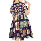 Aussie Birds Christmas La La Land Kid Short Sleeve Dress Navy Blue Vintage Stamp Edition - Aussie Hoodie