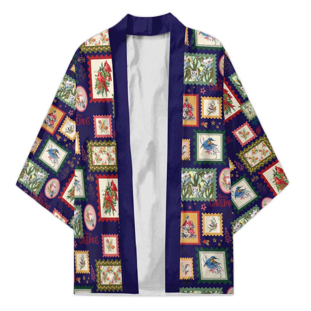 Aussie Birds Christmas La La Land Kimono Navy Blue Vintage Stamp Edition - Aussie Hoodie