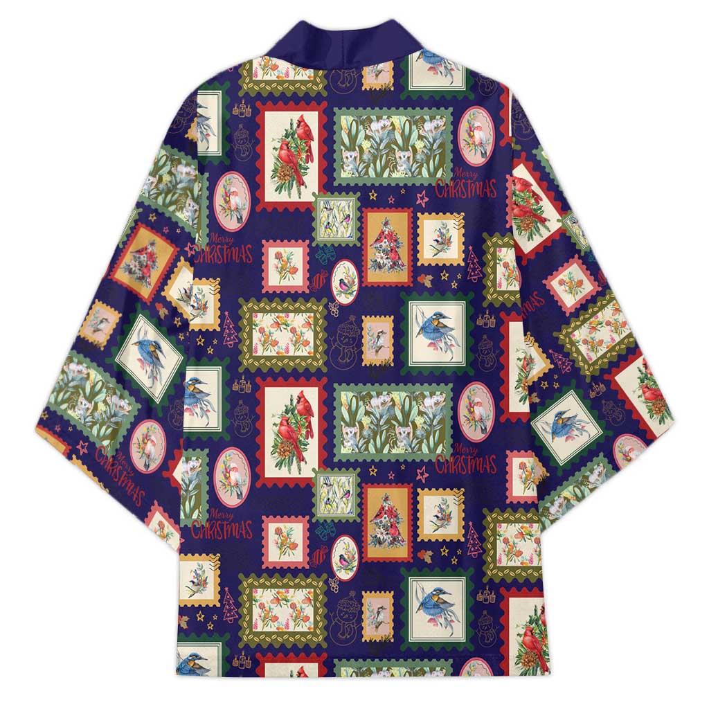 Aussie Birds Christmas La La Land Kimono Navy Blue Vintage Stamp Edition - Aussie Hoodie