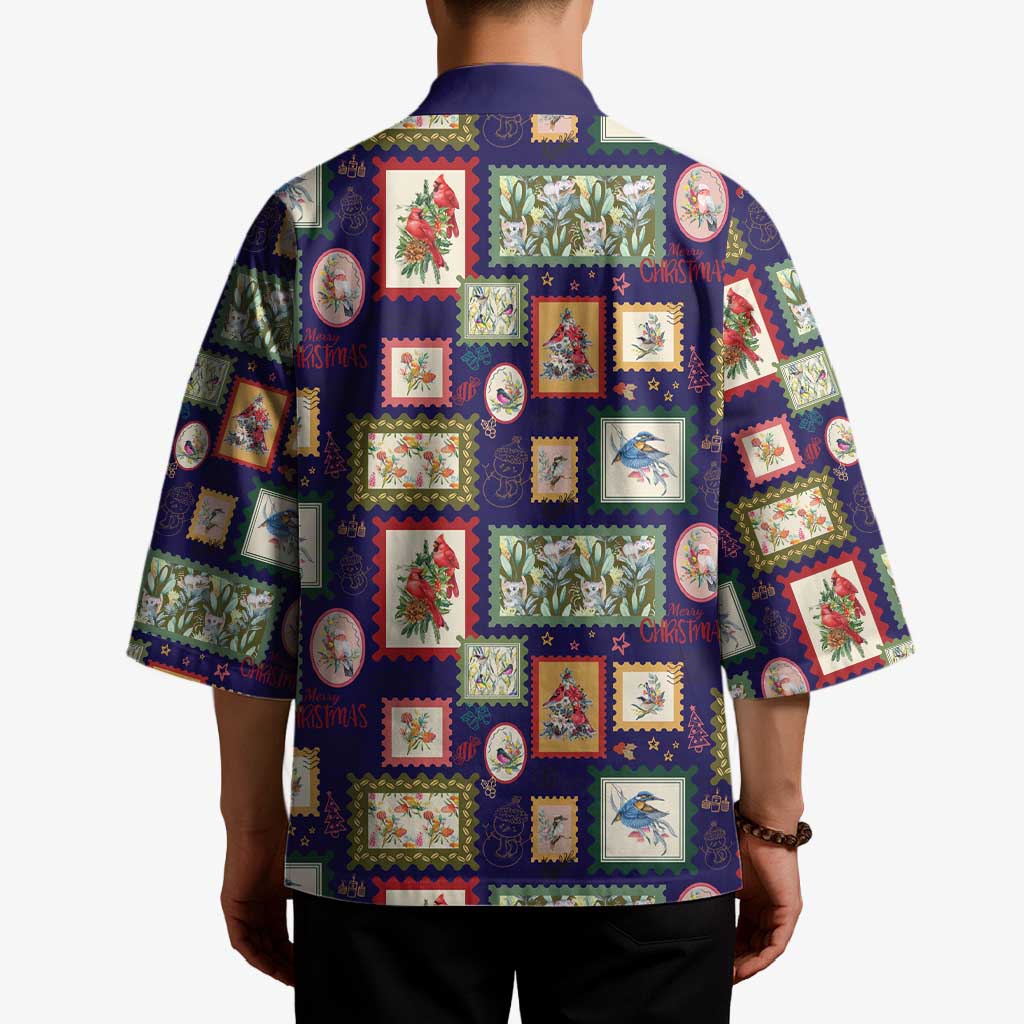 Aussie Birds Christmas La La Land Kimono Navy Blue Vintage Stamp Edition - Aussie Hoodie