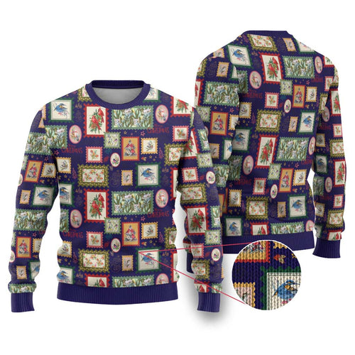 Aussie Birds Christmas La La Land Ugly Christmas Sweater Navy Blue Vintage Stamp Edition - Aussie Hoodie