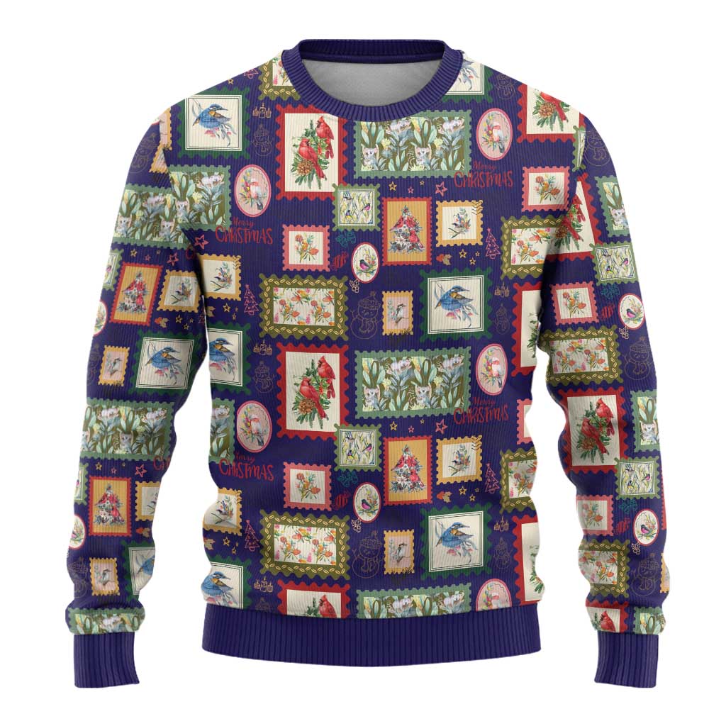 Aussie Birds Christmas La La Land Ugly Christmas Sweater Navy Blue Vintage Stamp Edition - Aussie Hoodie