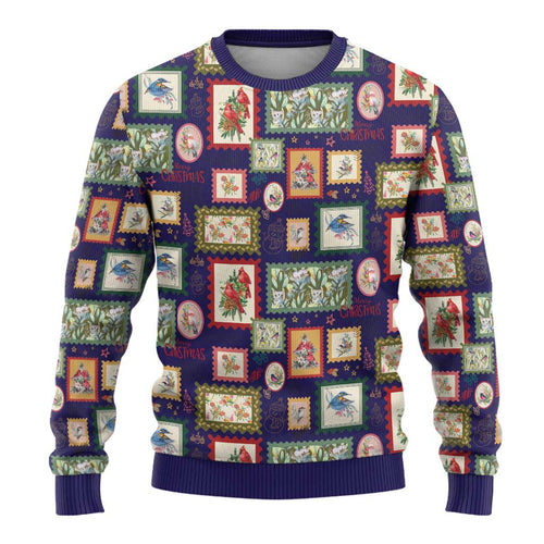 Aussie Birds Christmas La La Land Ugly Christmas Sweater Navy Blue Vintage Stamp Edition - Aussie Hoodie