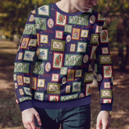 Aussie Birds Christmas La La Land Ugly Christmas Sweater Navy Blue Vintage Stamp Edition - Aussie Hoodie