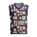 Aussie Birds Christmas La La Land Christmas Knitted V-Neck Vest Navy Blue Vintage Stamp Edition - Aussie Hoodie
