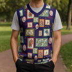 Aussie Birds Christmas La La Land Christmas Knitted V-Neck Vest Navy Blue Vintage Stamp Edition - Aussie Hoodie