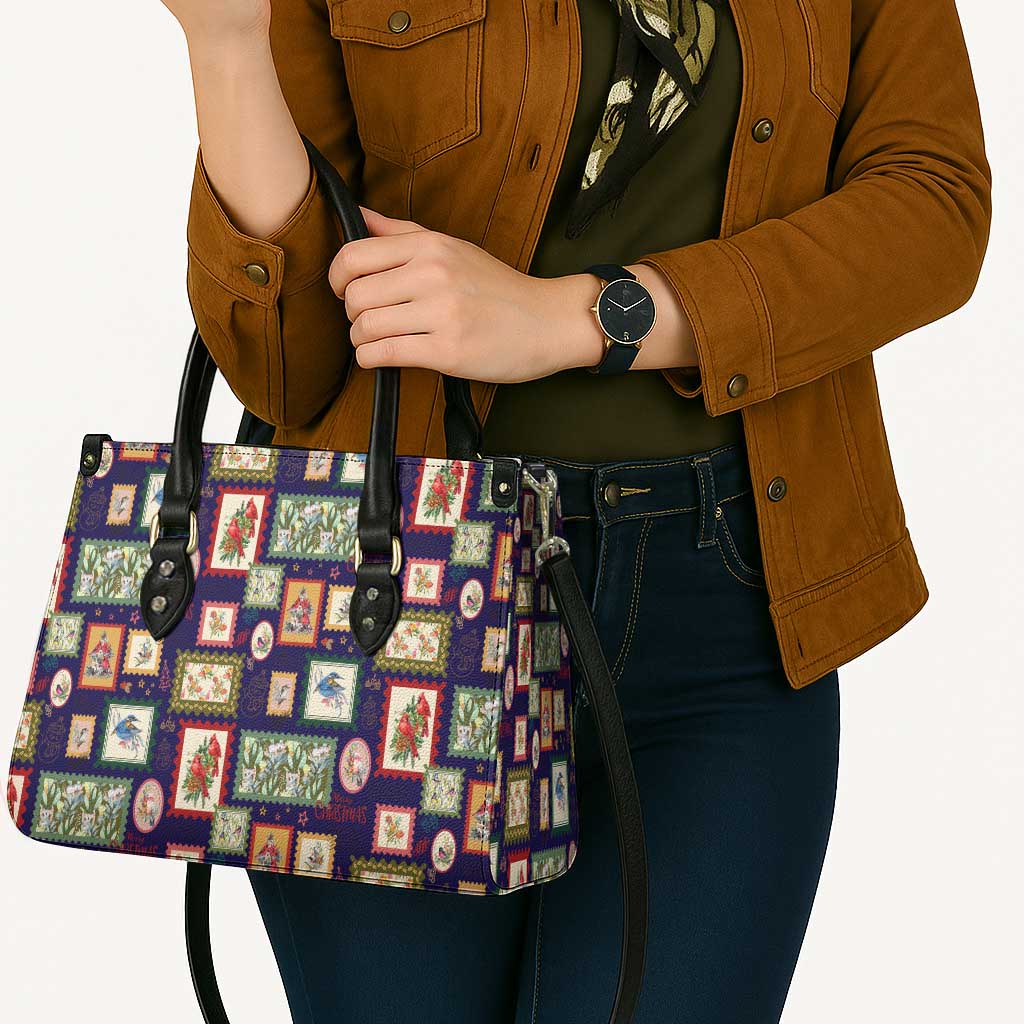 Aussie Birds Christmas La La Land Leather Bag Navy Blue Vintage Stamp Edition - Aussie Hoodie