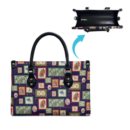 Aussie Birds Christmas La La Land Leather Bag Navy Blue Vintage Stamp Edition - Aussie Hoodie