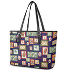 Aussie Birds Christmas La La Land Leather Tote Bag Navy Blue Vintage Stamp Edition - Aussie Hoodie