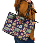 Aussie Birds Christmas La La Land Leather Tote Bag Navy Blue Vintage Stamp Edition - Aussie Hoodie