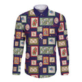 Aussie Birds Christmas La La Land Long Sleeve Button Shirt Navy Blue Vintage Stamp Edition - Aussie Hoodie