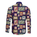 Aussie Birds Christmas La La Land Long Sleeve Button Shirt Navy Blue Vintage Stamp Edition - Aussie Hoodie