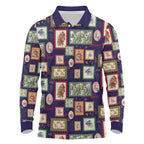 Aussie Birds Christmas La La Land Long Sleeve Polo Shirt Navy Blue Vintage Stamp Edition - Aussie Hoodie
