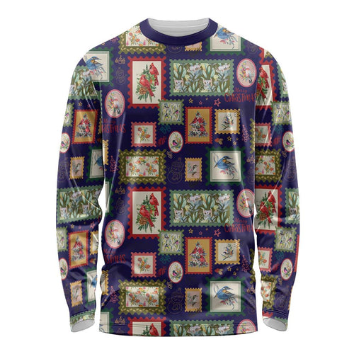 Aussie Birds Christmas La La Land Long Sleeve Shirt Navy Blue Vintage Stamp Edition - Aussie Hoodie
