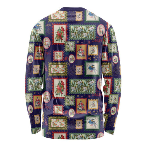 Aussie Birds Christmas La La Land Long Sleeve Shirt Navy Blue Vintage Stamp Edition - Aussie Hoodie