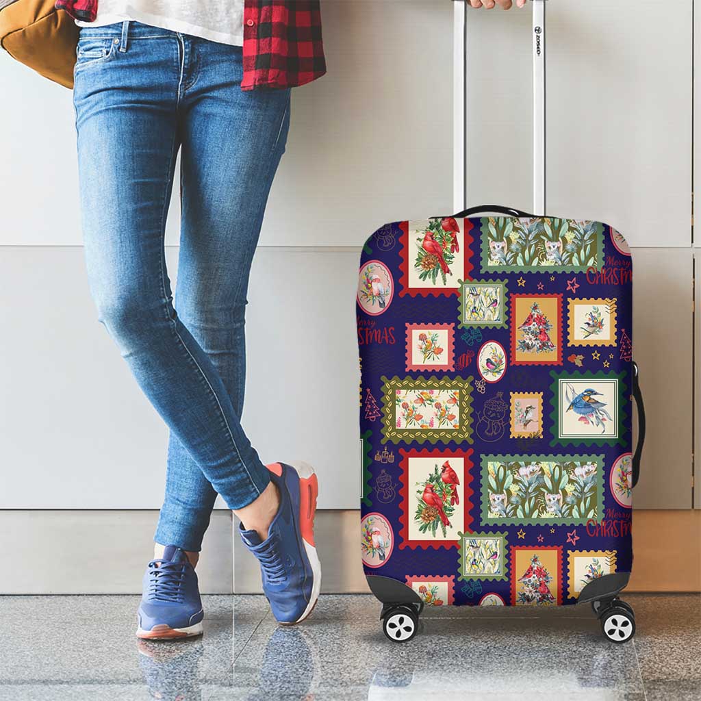 Aussie Birds Christmas La La Land Luggage Cover Navy Blue Vintage Stamp Edition - Aussie Hoodie