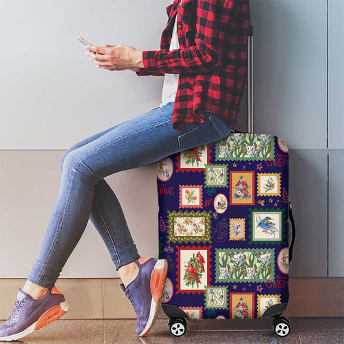 Aussie Birds Christmas La La Land Luggage Cover Navy Blue Vintage Stamp Edition - Aussie Hoodie