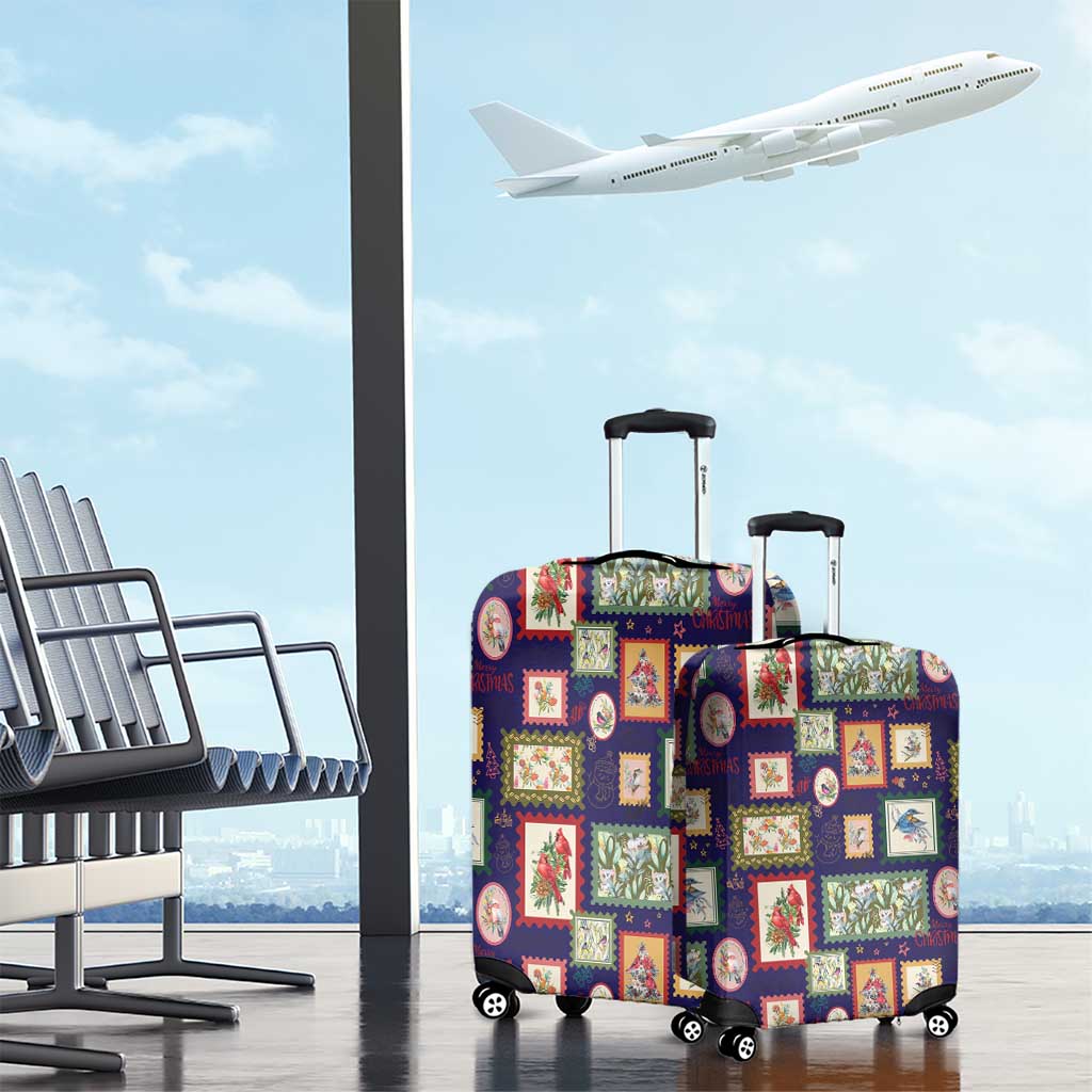 Aussie Birds Christmas La La Land Luggage Cover Navy Blue Vintage Stamp Edition - Aussie Hoodie