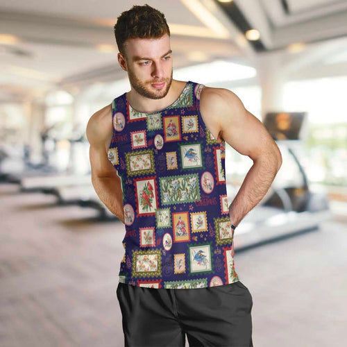 Aussie Birds Christmas La La Land Men Tank Top Navy Blue Vintage Stamp Edition - Aussie Hoodie