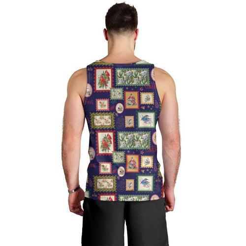 Aussie Birds Christmas La La Land Men Tank Top Navy Blue Vintage Stamp Edition - Aussie Hoodie